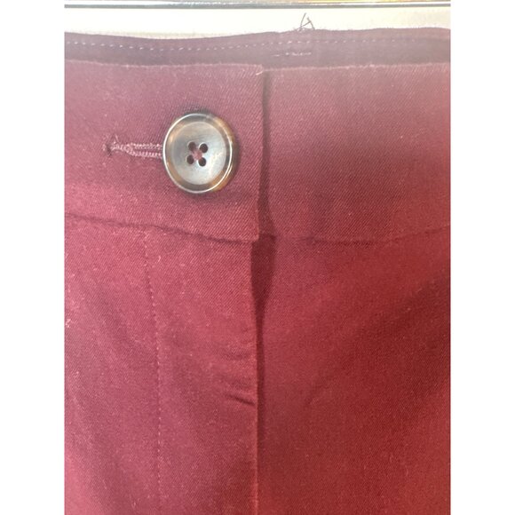 2/$30 Loft The Sutton Flare Pants Size 6 Burgundy Cotton Blend - Picture 12 of 16